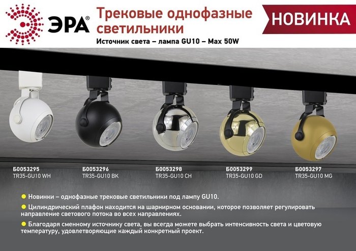 Трековый светильник Эра TR35-GU10 CH Б0053298 - купить Трековые светильники по цене 885.0 Трековый светильник Эра TR35-GU10 CH Б0053298 - купить Трековые светильники по цене 885.0