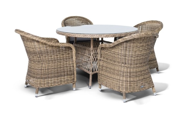 Плетенный стол Эспрессо D118 соломенного цвета - лучшие Садовые столы в INMYROOM