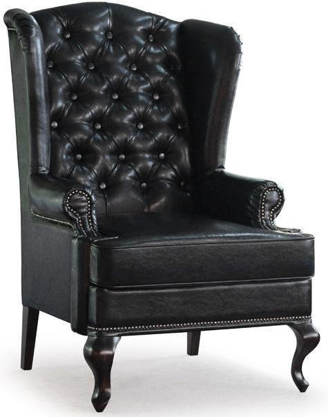 Кресло каминное Largo с ушками дизайн 27 черного цвета