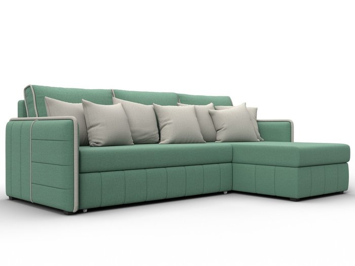 Угловой диван-кровать Лига-078 зеленого цвета правый Угловой диван-кровать Лига-078 зеленого цвета правый