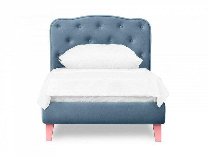 Кровать Candy 80х160 голубого цвета с розовыми ножками - купить Одноярусные кроватки по цене 28620.0