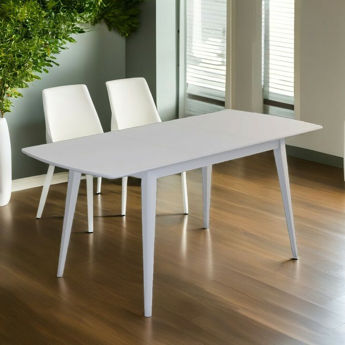 Раздвижной обеденный стол Одиссей белого цвета - лучшие Обеденные столы в INMYROOM