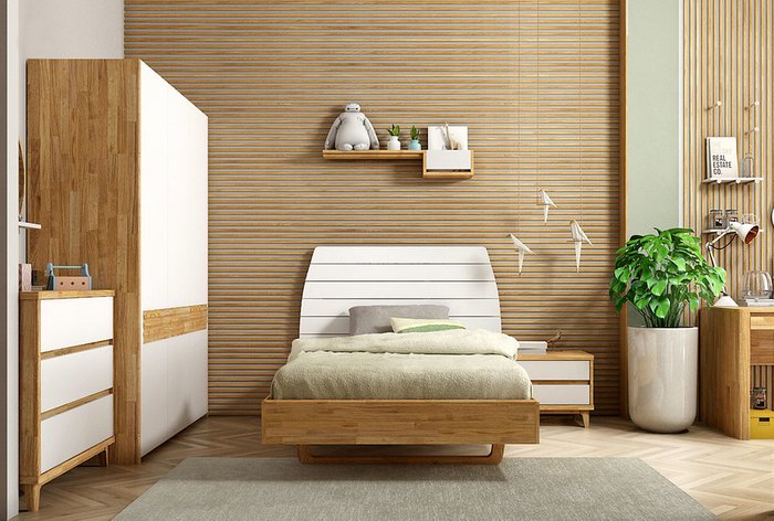 Кровать Wallstreet 90х200 бело-коричневого цвета - купить Кровати для спальни по цене 71664.0