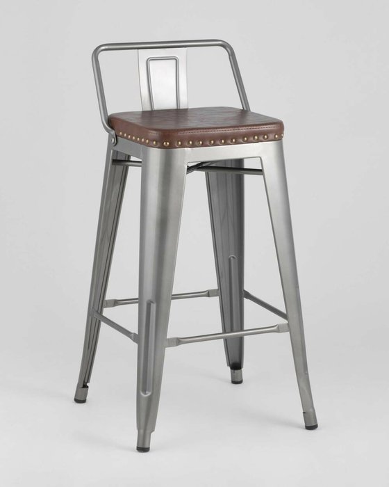 Полубарный стул Tolix Soft серебристого цвета - купить Барные стулья по цене 6990.0