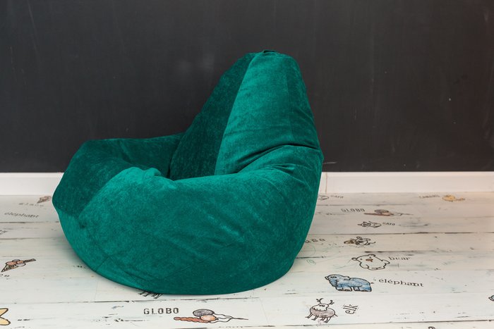 Кресло-мешок Груша L в обивке из микровельвета изумрудного цвета - лучшие Бескаркасная мебель в INMYROOM