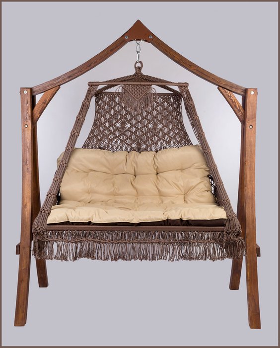 Подвесные плетеные качели  Сеара с подушкой   - купить Качели по цене 37800.0