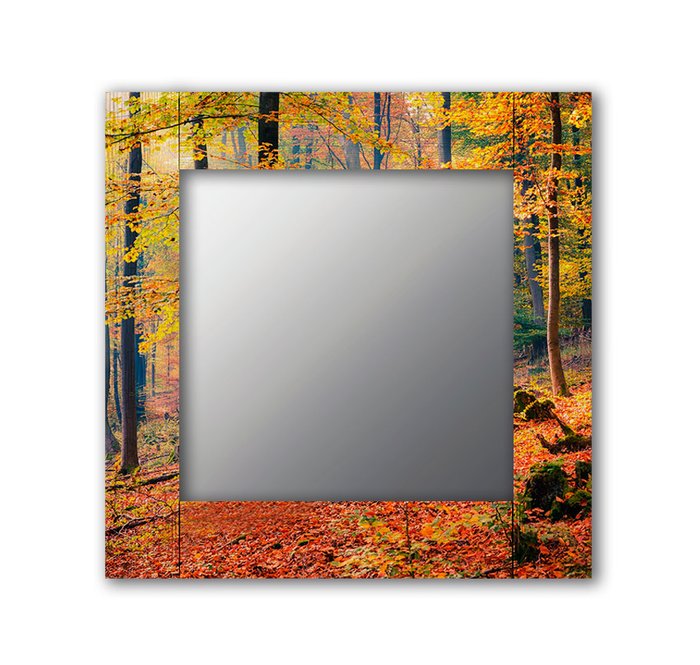 Настенное зеркало Осень 50х65 желтого цвета - купить Настенные зеркала по цене 13190.0