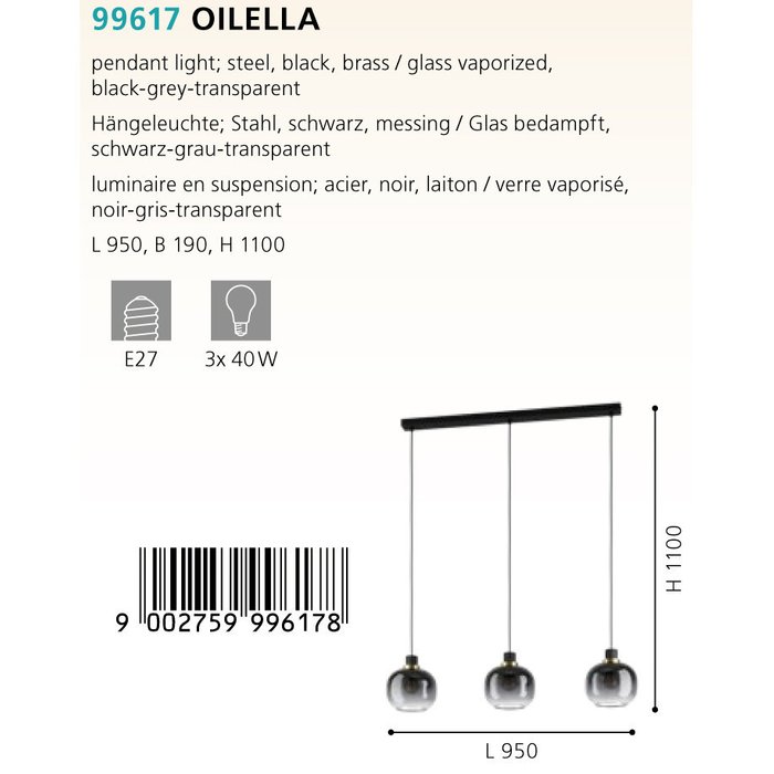 Подвесная люстра Oilella черного цвета - лучшие Подвесные люстры в INMYROOM