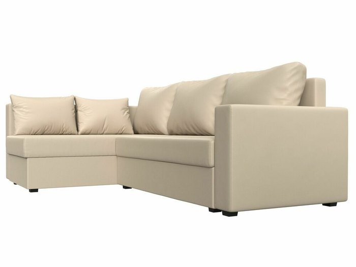 Угловой диван-кровать Мансберг белого цвета (экокожа) левый угол - лучшие Угловые диваны в INMYROOM