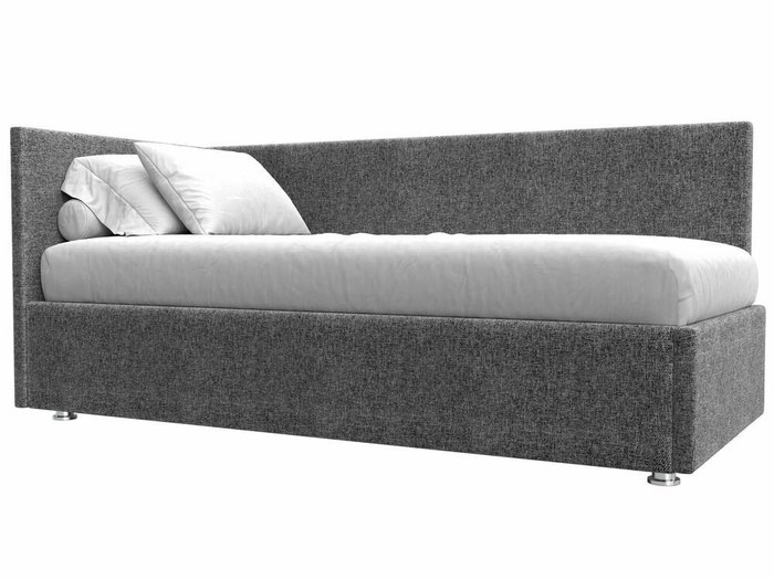 Кровать Лига 039 серого цвета с подъемным механизмом левая