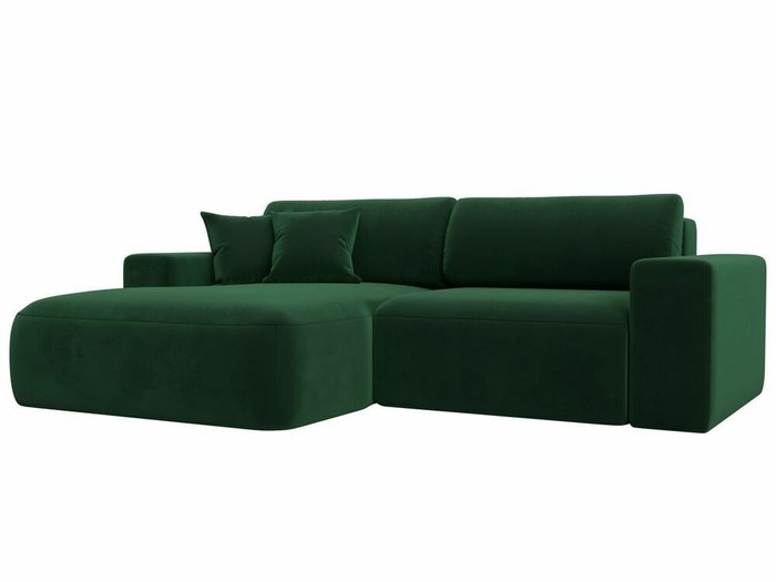 Угловой диван-кровать Лига 036 Классик темно-зеленого цвета левый угол