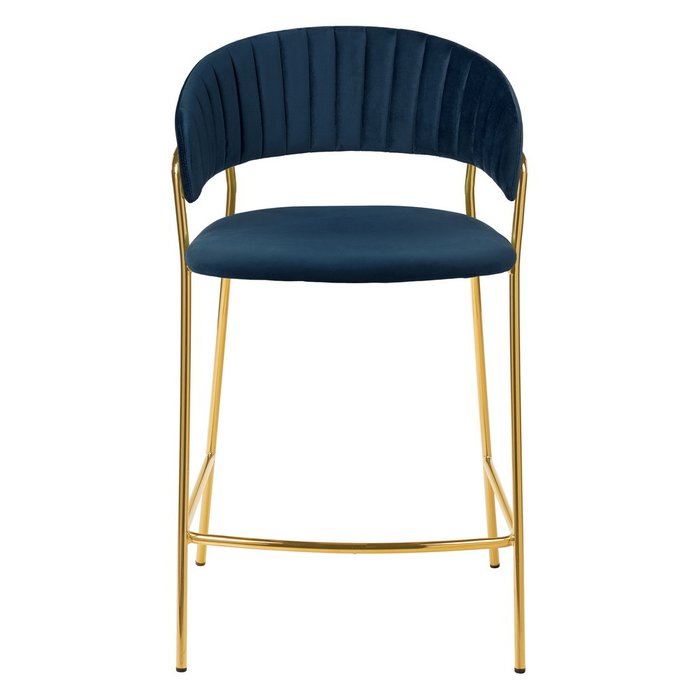 Стул полубарный Turin синего цвета с золотыми ножками - купить Барные стулья по цене 20980.0