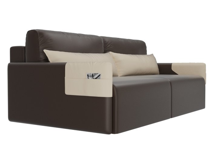 Прямой диван-кровать Армада коричневого цвета (экокожа) - лучшие Прямые диваны в INMYROOM