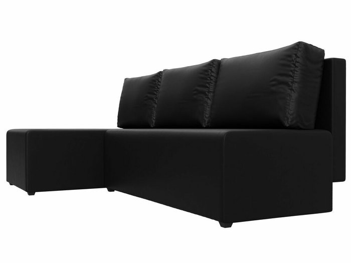 Угловой диван-кровать Поло черного цвета (экокожа) левый угол - лучшие Угловые диваны в INMYROOM