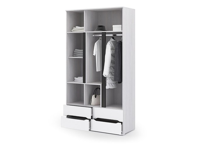 Шкаф трехдверный с ящиками Валирия белого цвета - купить Шкафы распашные по цене 33534.0