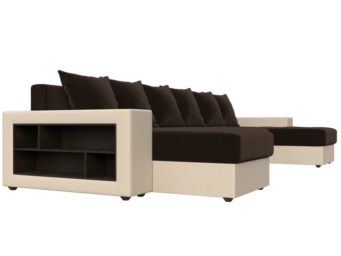 Уловой диван-кровать Дубай коричневого цвета (ткань\экокожа) - лучшие Угловые диваны в INMYROOM