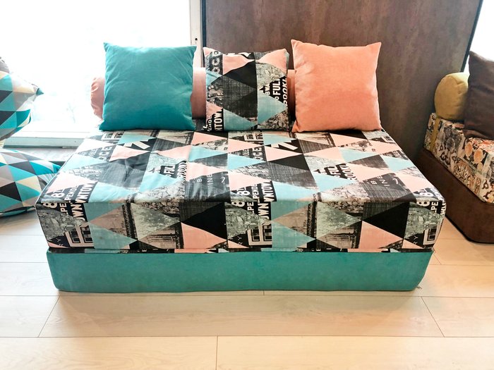Бескаркасный диван-кровать Puzzle Bag Style XL бирюзового цвета - купить Бескаркасная мебель по цене 25290.0