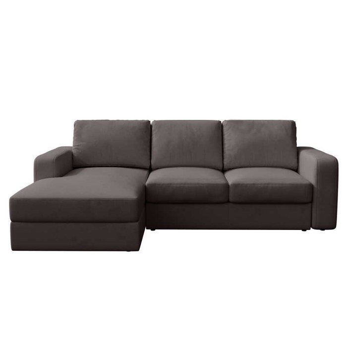 Угловой диван-кровать с оттоманкой Саламанка коричневого цвета