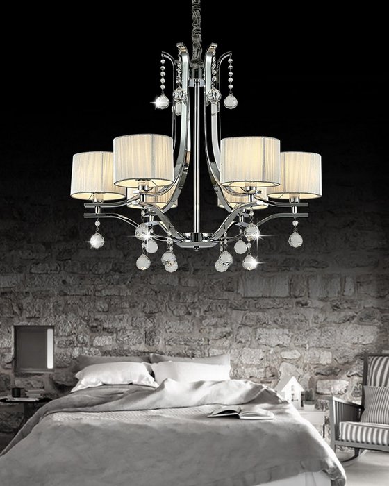 Хрустальная подвесная люстра Lumina Deco Fontenea LDP 8443-6 CHR - купить Подвесные люстры по цене 10800.0