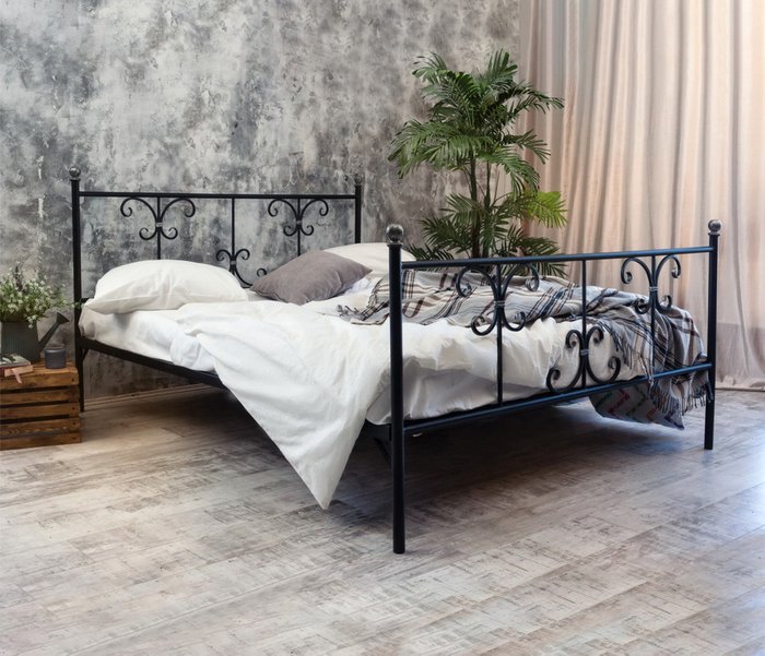 Кованая кровать Симона 160х200 черного цвета - лучшие Кровати для спальни в INMYROOM