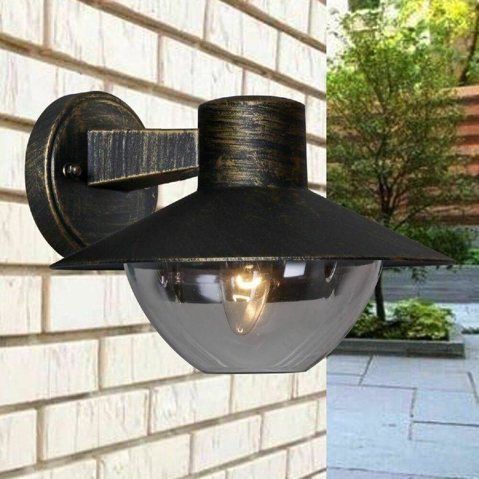 Уличный настенный светильник 08297-9.2-001SJ BKG черного цвета - лучшие Настенные уличные светильники в INMYROOM