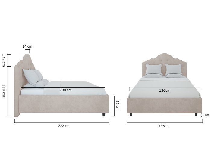 Кровать Palace Велюр Бежевый 180x200 - купить Кровати для спальни по цене 102000.0