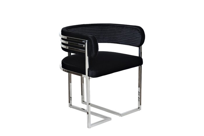 Стул в обивке из велюра черного цвета - купить Обеденные стулья по цене 48160.0