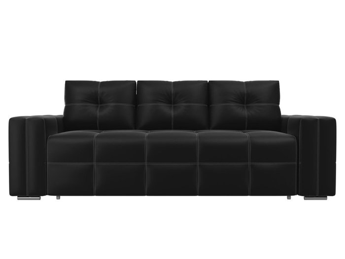 Прямой диван-кровать Леос  черного цвета (экокожа) - купить Прямые диваны по цене 36290.0