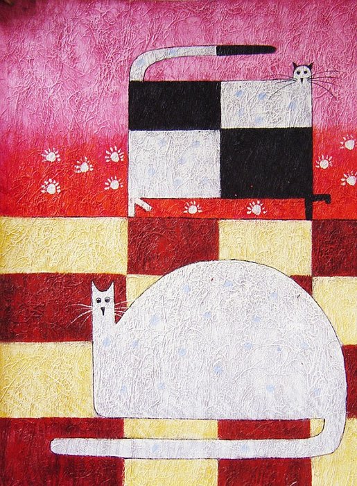 Декоративная картина на холсте "Кот и кошка"