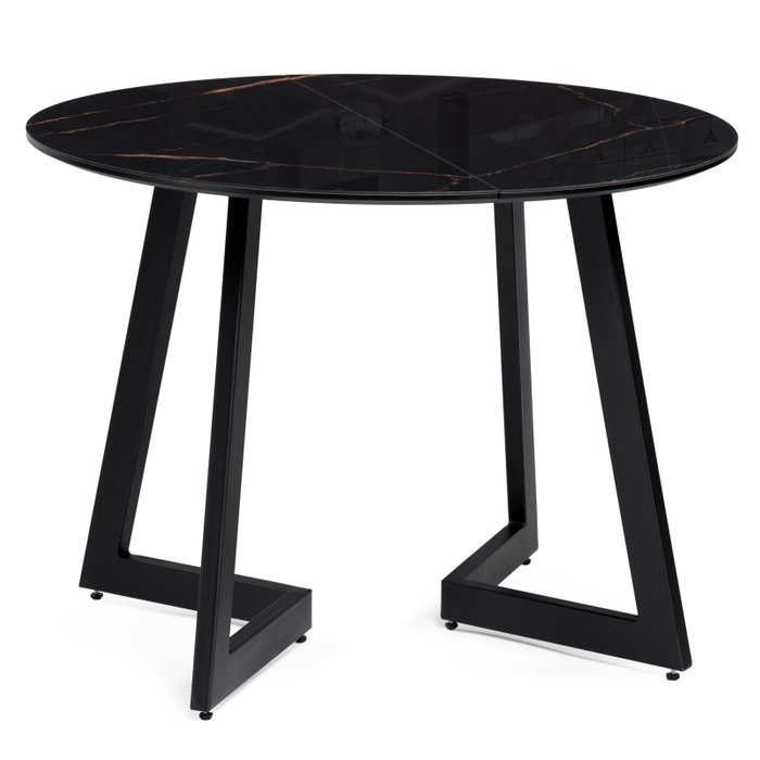 Раздвижной обеденный стол Алингсос черного цвета - купить Обеденные столы по цене 23390.0