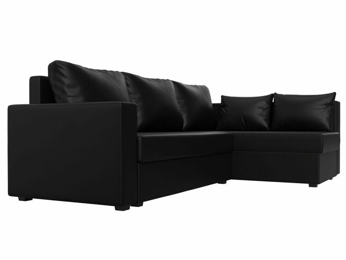 Угловой диван-кровать Мансберг черного цвета (экокожа) правый угол - лучшие Угловые диваны в INMYROOM