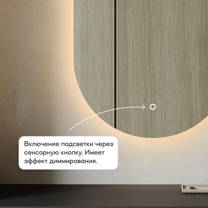 Настенное зеркало Nolvis NF LED M с тёплой подсветкой с сенсорным включателем - лучшие Настенные зеркала в INMYROOM