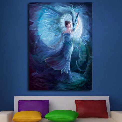 Декоративная картина на холсте: Повелительница синего дракона
