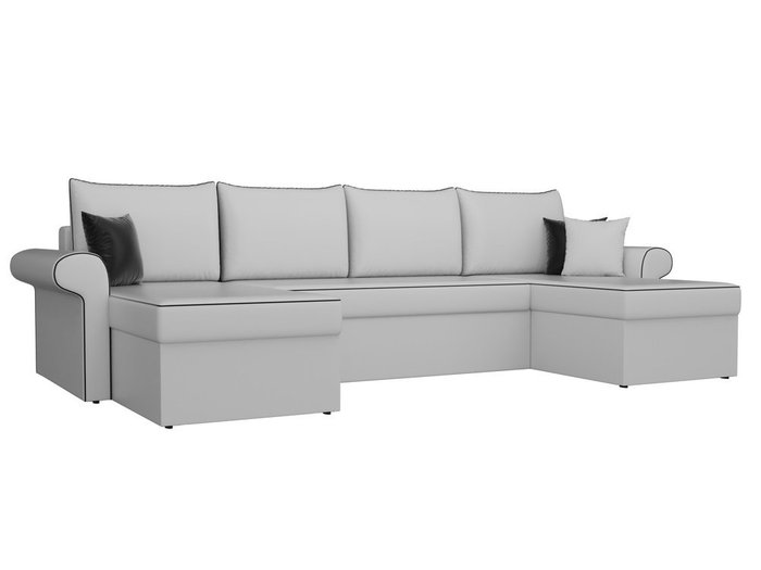 Угловой диван-кровать Милфорд белого цвета (экокожа)