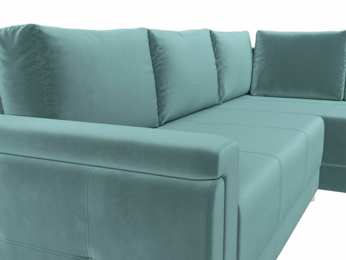 Угловой диван-кровать Лига 024 бирюзового цвета правый угол - лучшие Угловые диваны в INMYROOM