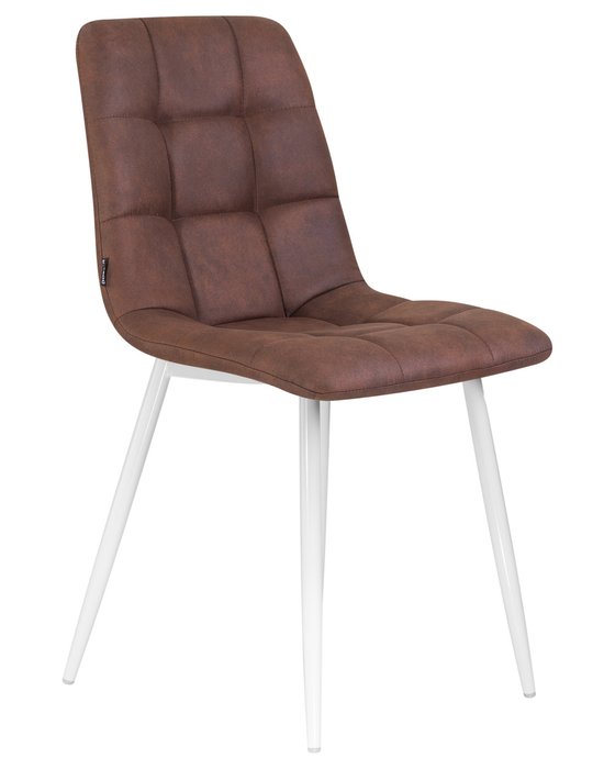 Стул обеденный Alex коричневого цвета с белыми ножками - купить Обеденные стулья по цене 4930.0
