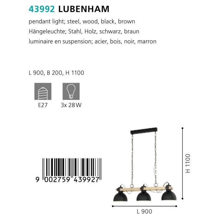 Люстра Eglo Lubenham 43992 - лучшие Подвесные люстры в INMYROOM