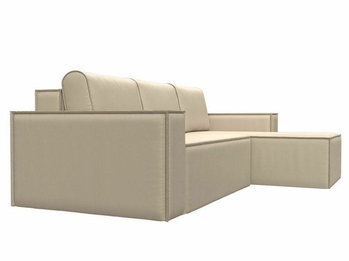 Угловой диван-кровать Куба бежевого цвета (экокожа) правый угол - лучшие Угловые диваны в INMYROOM