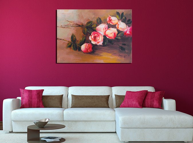 Дизайнерская картина на холсте: Упавшие розы - купить Картины по цене 2890.0