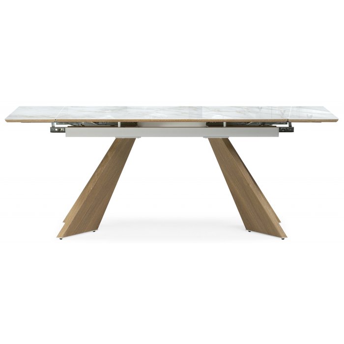 Раздвижной обеденный стол Ливи белого цвета - лучшие Обеденные столы в INMYROOM