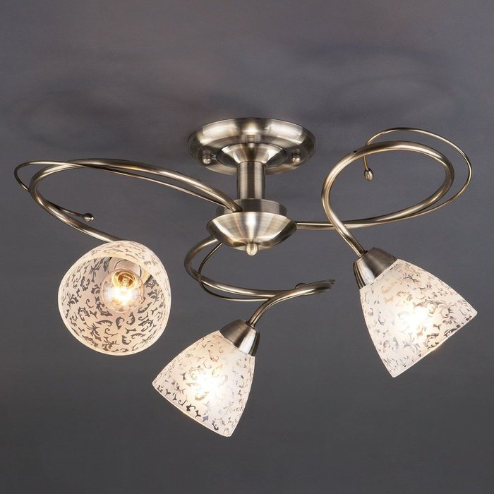 Потолочный светильник со стеклянными плафонами 30130/3 античная бронза Natalie - купить Потолочные люстры по цене 5050.0