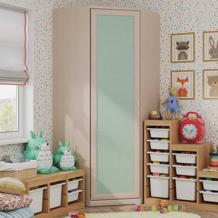 Детский шкаф угловой Герда зеленого цвета - купить Детские шкафы по цене 29760.0
