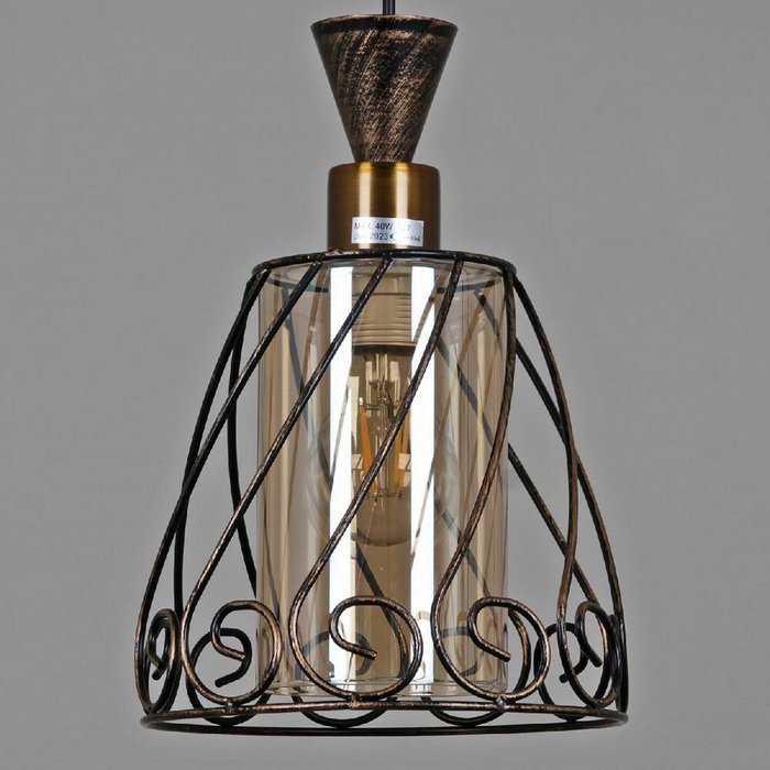 Подвесной светильник 03609-0.4-01 BK+GD (стекло, цвет коричневый) - купить Подвесные светильники по цене 2060.0