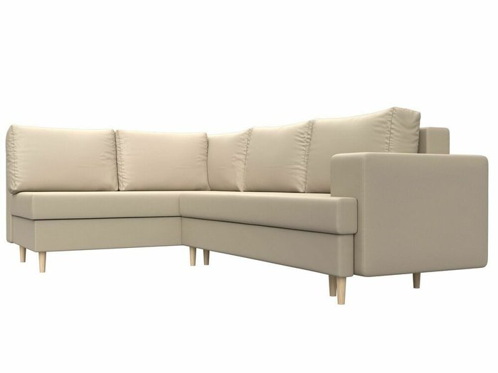 Угловой диван-кровать Сильвана бежевого цвета (экокожа) левый угол - лучшие Угловые диваны в INMYROOM