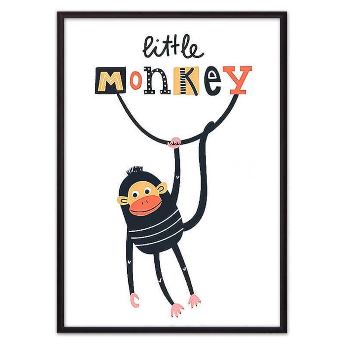 Постер в рамке Обезьяна "Little monkey" 21х30 см