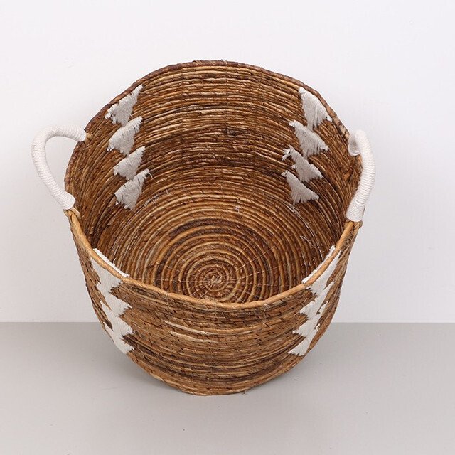 Корзина Strela из листьев абаки с хлопковым декором - купить Плетеные корзины по цене 9223.0