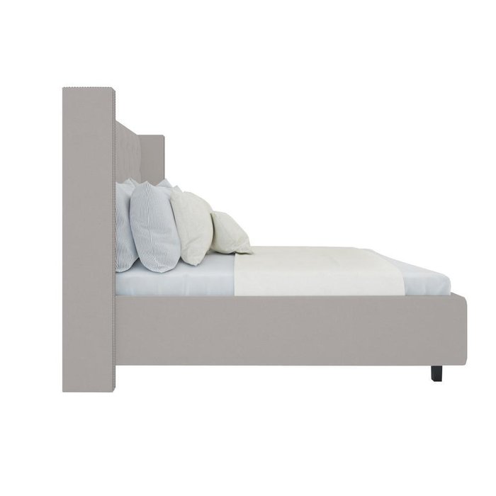 Кровать с декоративными гвоздиками Wing Велюр Бежевый 200x200 - купить Кровати для спальни по цене 102000.0