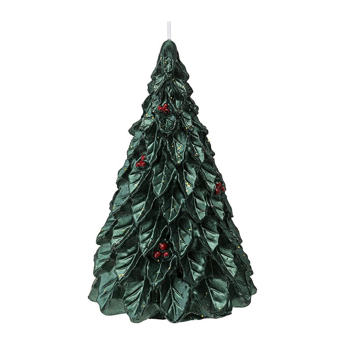 Свеча декоративная Festive flame зеленого цвета 12 см