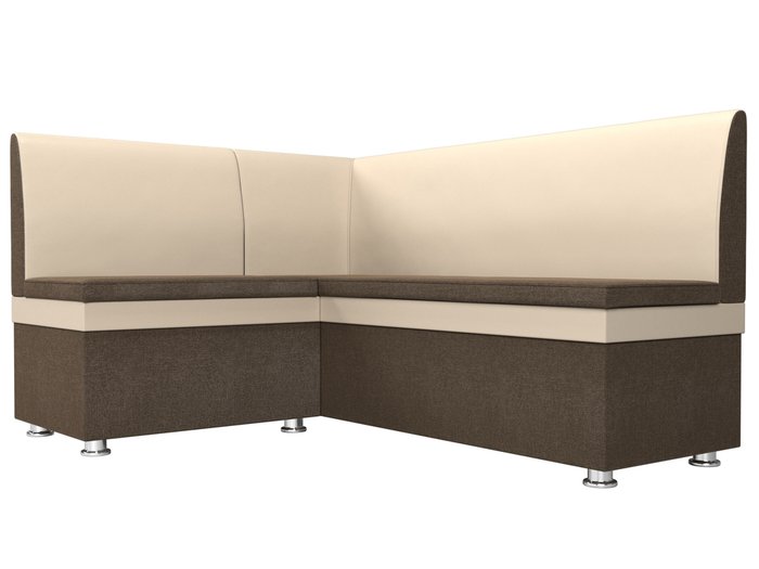 Угловой диван Уют бежево-коричневого цвета (экокожа/ткань) левый угол - лучшие Угловые диваны в INMYROOM