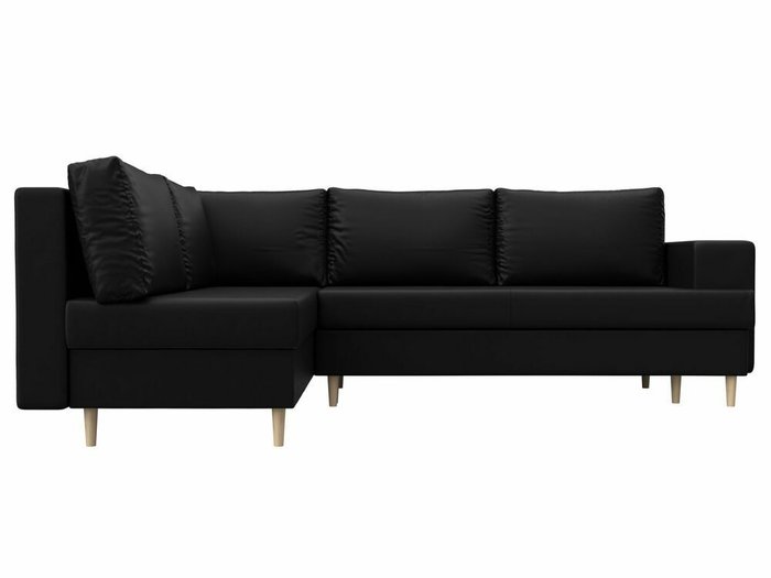 Угловой диван-кровать Сильвана черного цвета (экокожа) левый угол - купить Угловые диваны по цене 60999.0